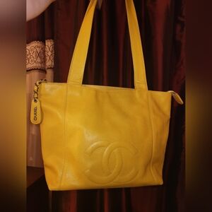 SALE! RARE Chanel Caviar CC Logo Shopping Tote bag Handbag Shoulder Bag